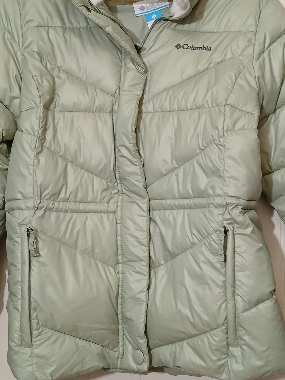Columbia Insulated Puffer Jacket Peak to Park III With Removable Hood Sage Green - Picture 7 of 16